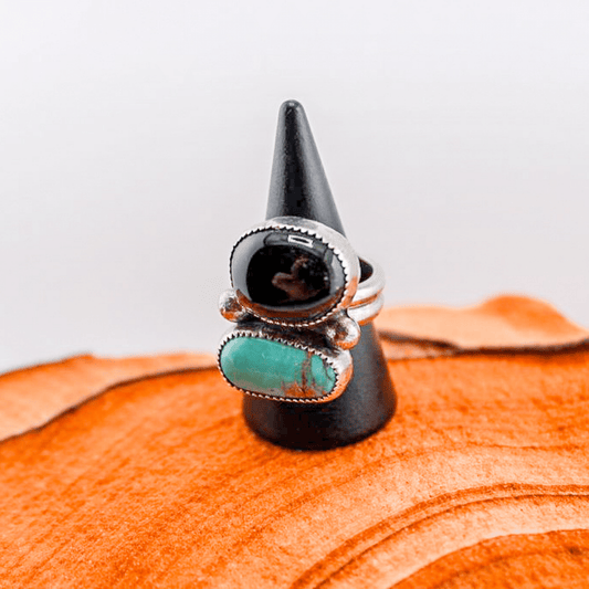Slate River - Black Onyx & Turquoise Ring