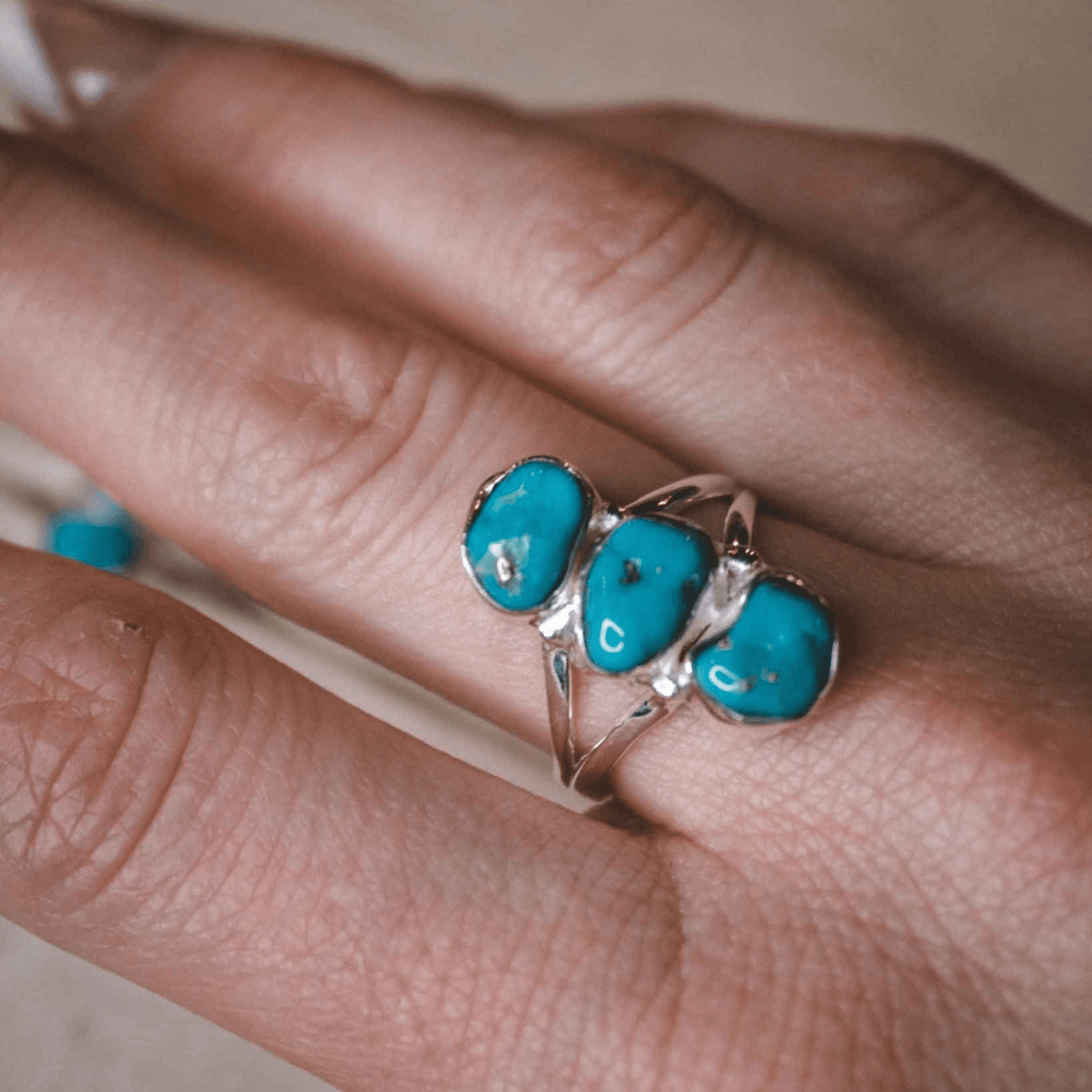 3 Stones Turquoise Ring- Misc. Bands