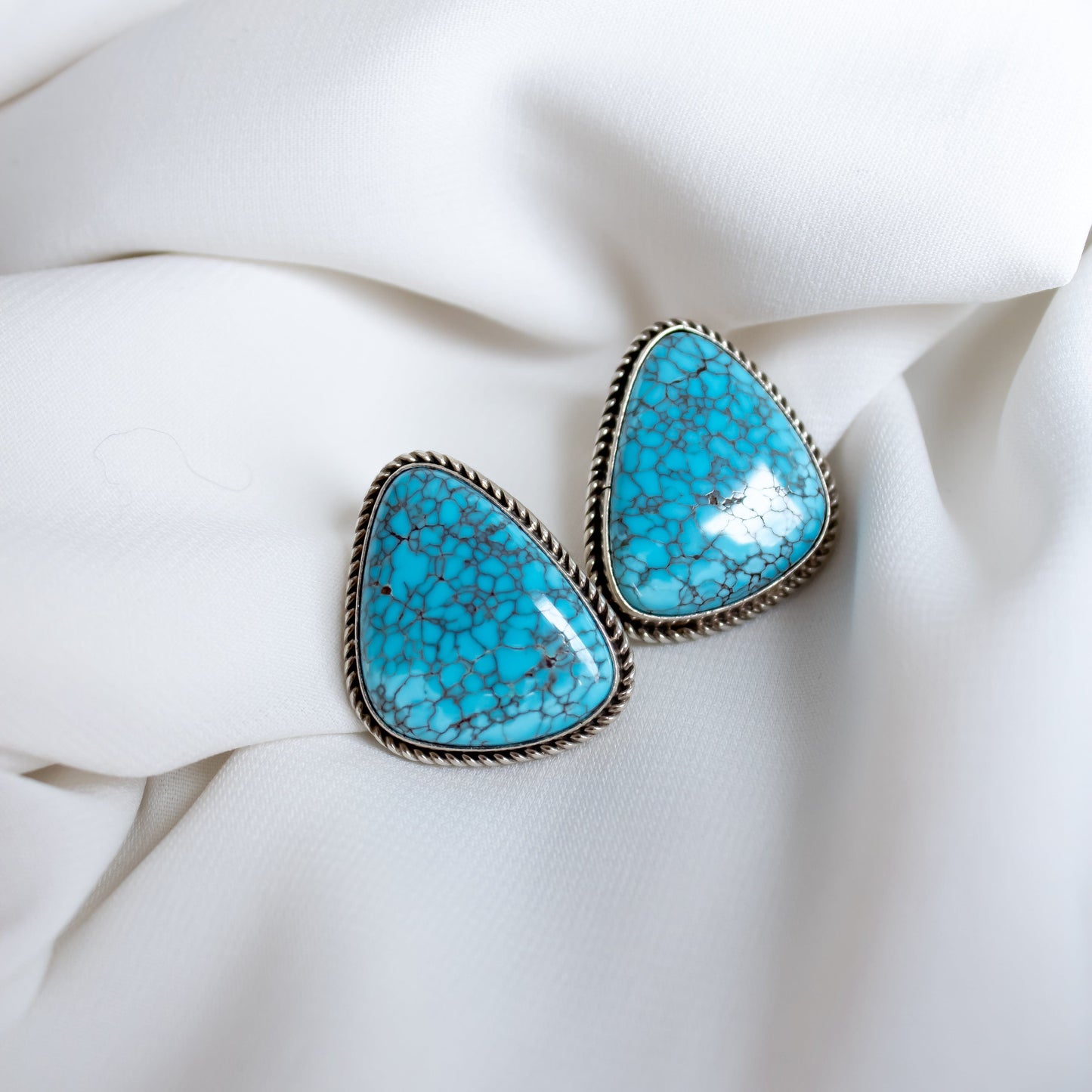 Triangle Turquoise and Sterling Silver Earrings