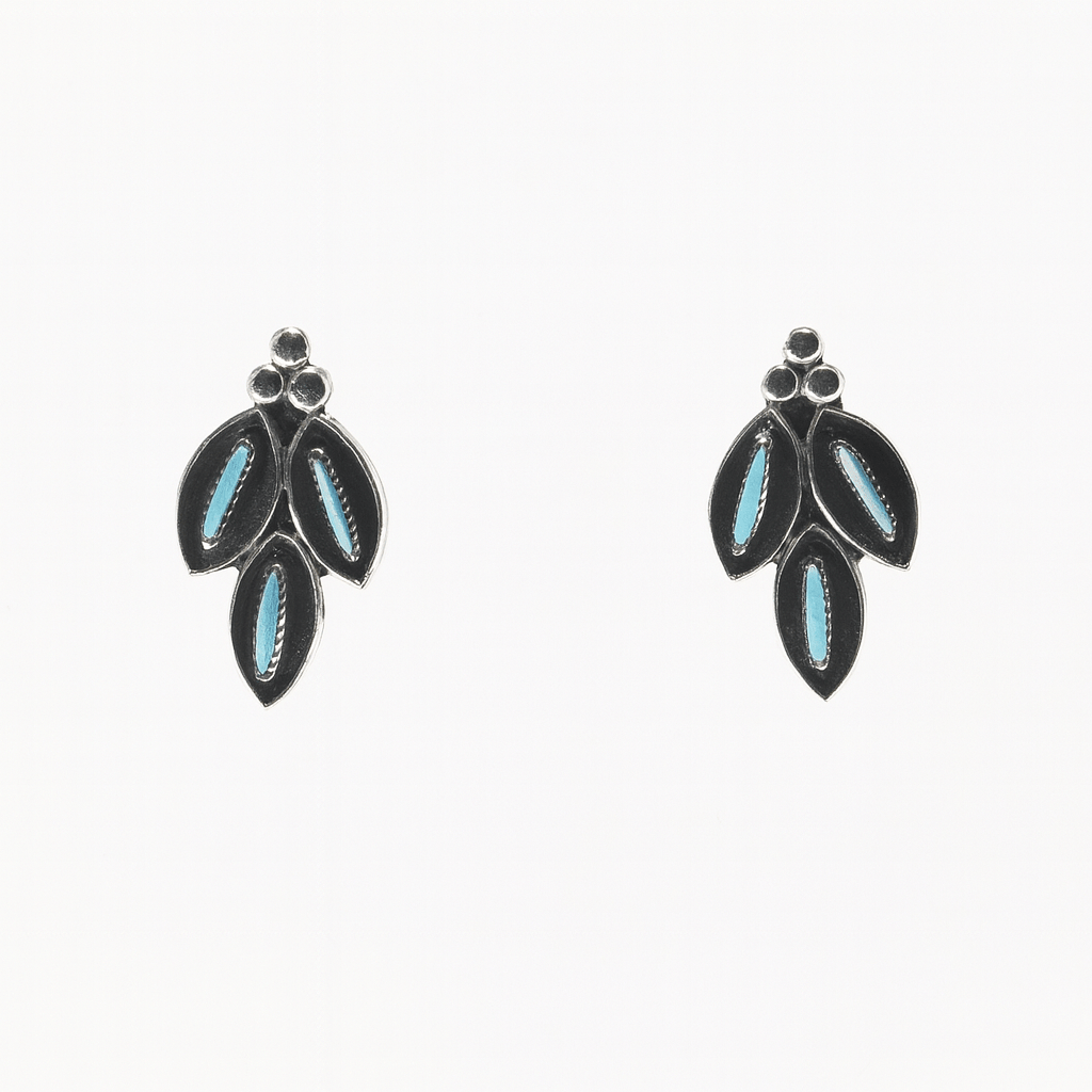Native America Zuni Sterling Silver Turquoise Post Earring's By Fernando Othole