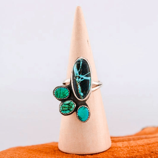 Opal Storm - Black Jack & Opal Cluster Ring