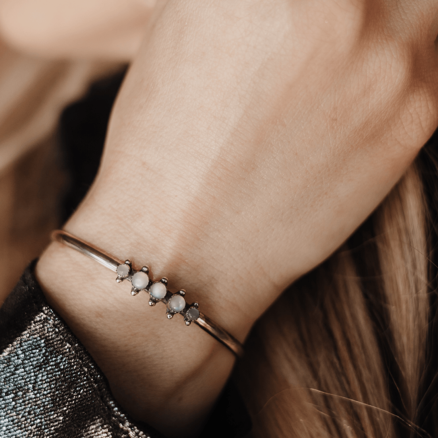 Moonstone & Sterling Silver Cuff Bracelet