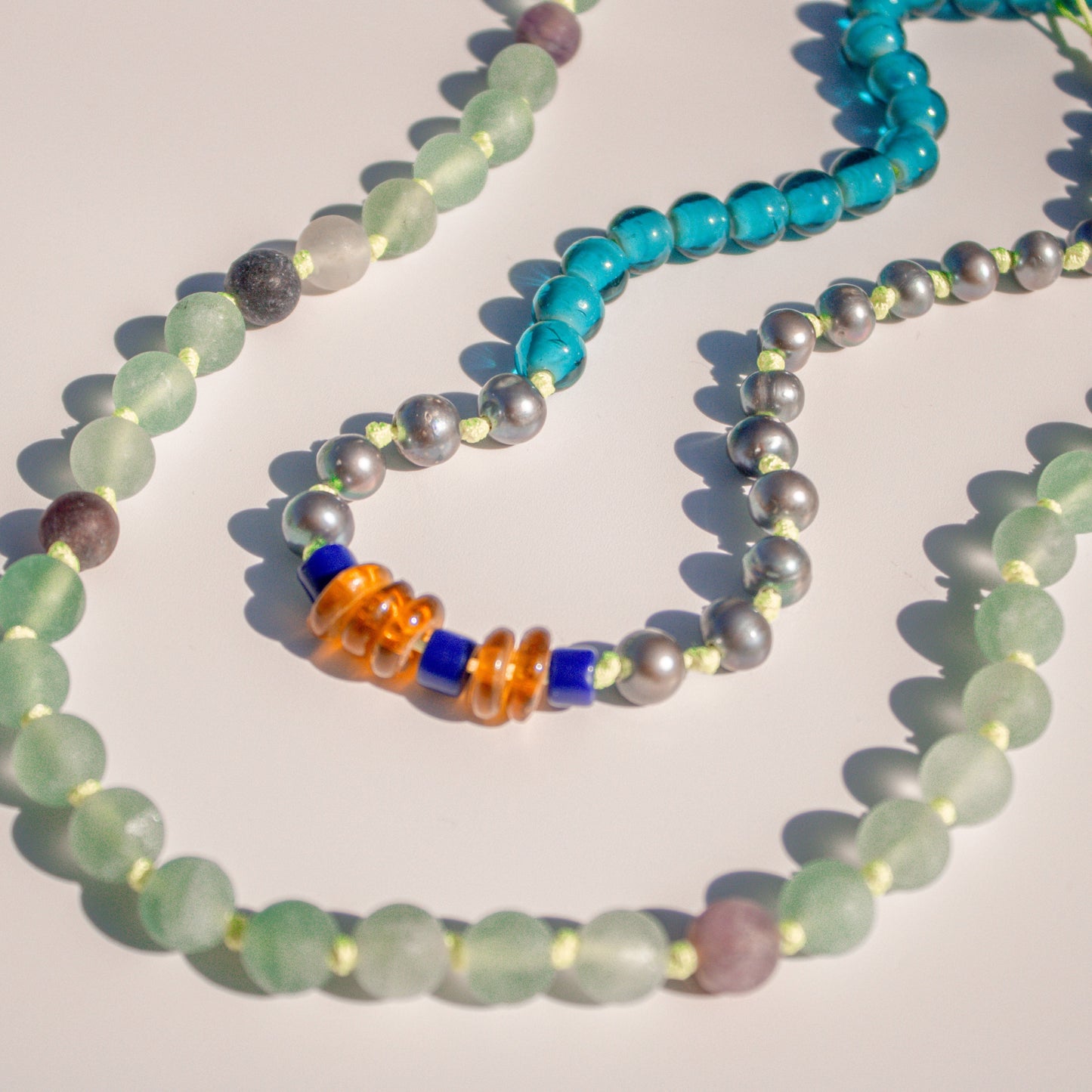 Sun Drip Pearl Beaded Necklace