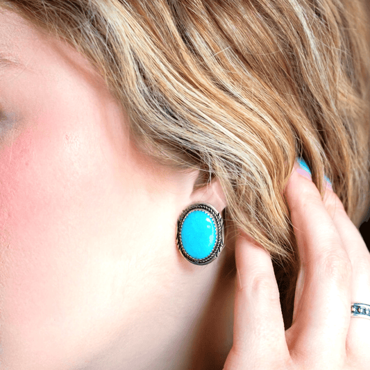 Oval Turquoise Chunky Studs