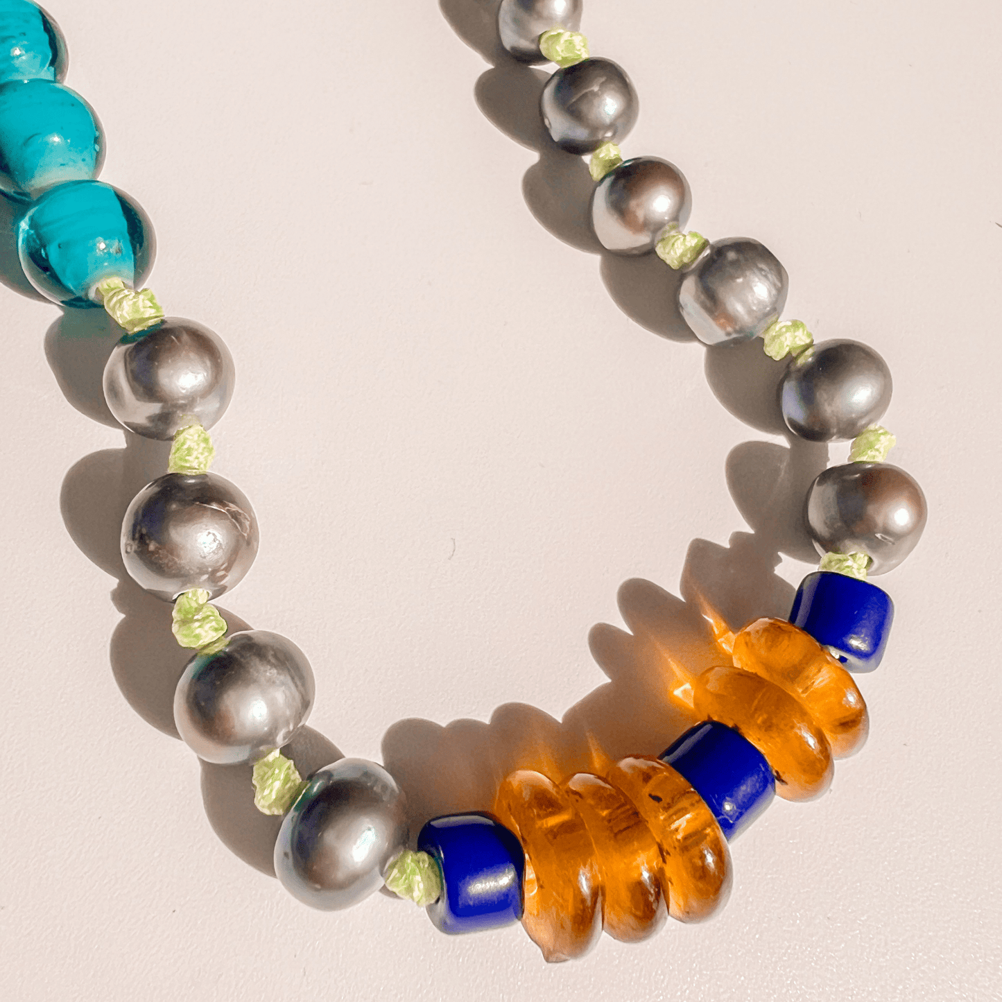 Sun Drip Pearl Beaded Necklace