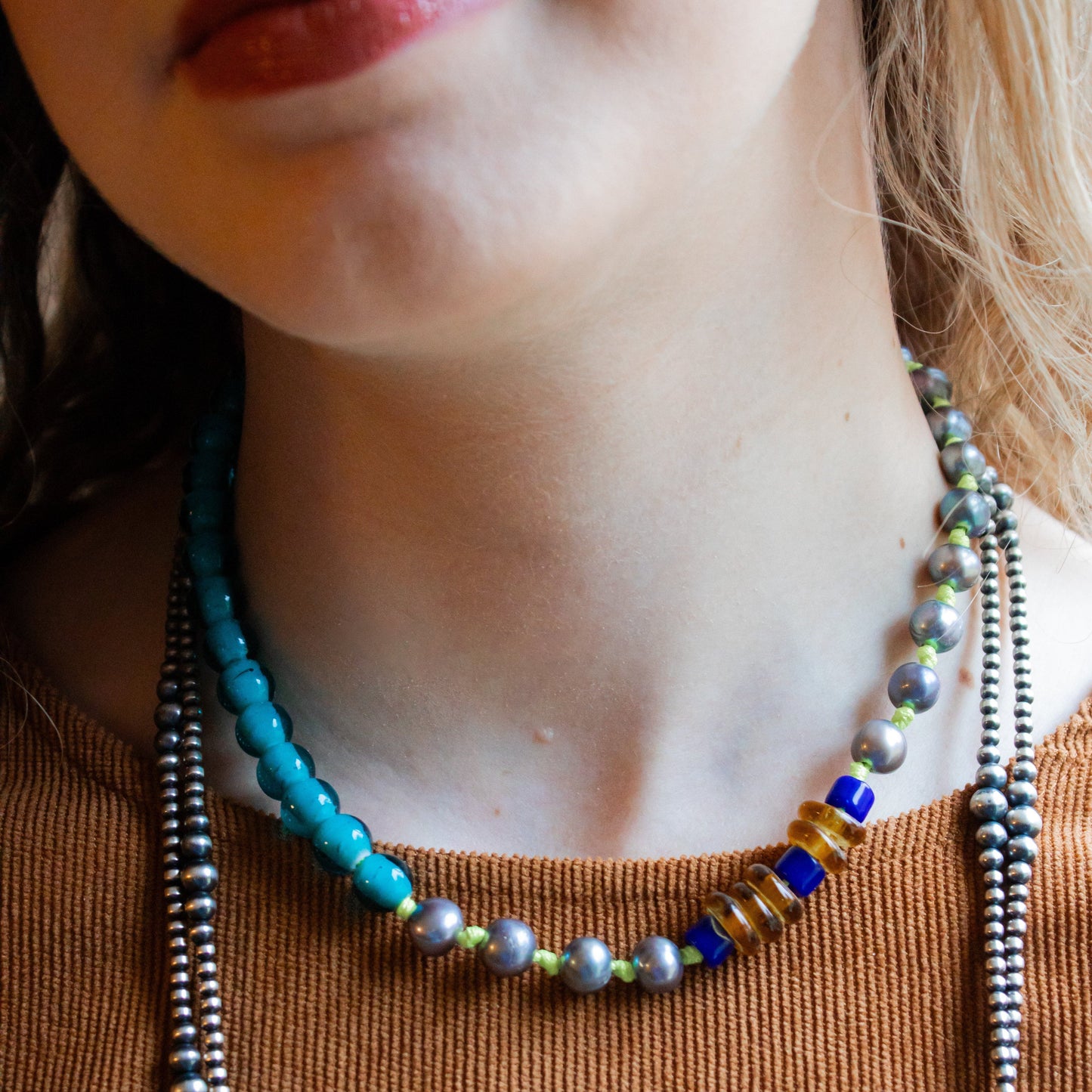 Sun Drip Pearl Beaded Necklace