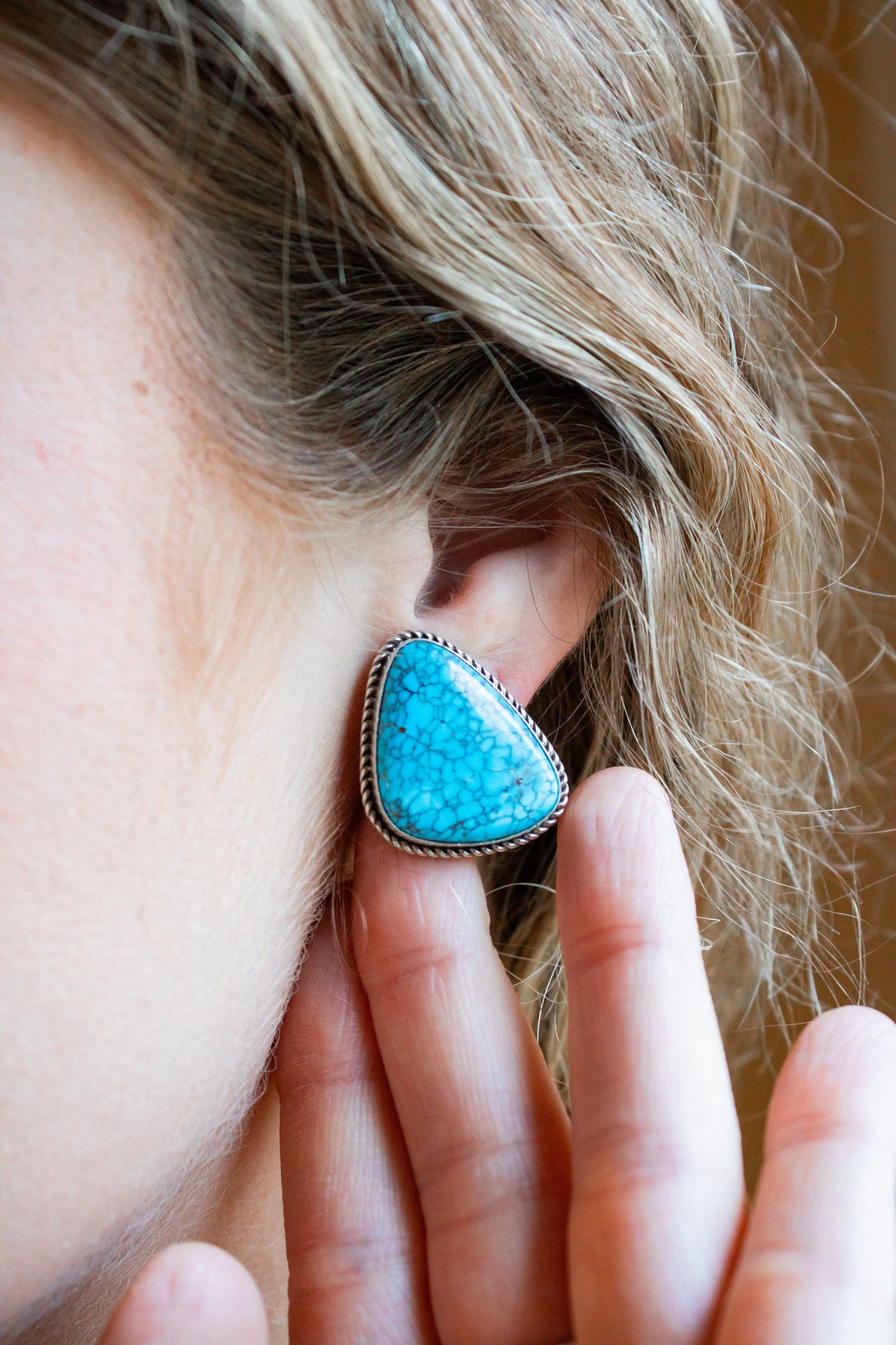 Triangle Turquoise and Sterling Silver Earrings