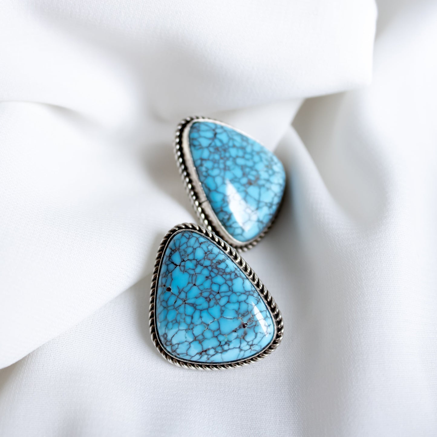 Triangle Turquoise and Sterling Silver Earrings