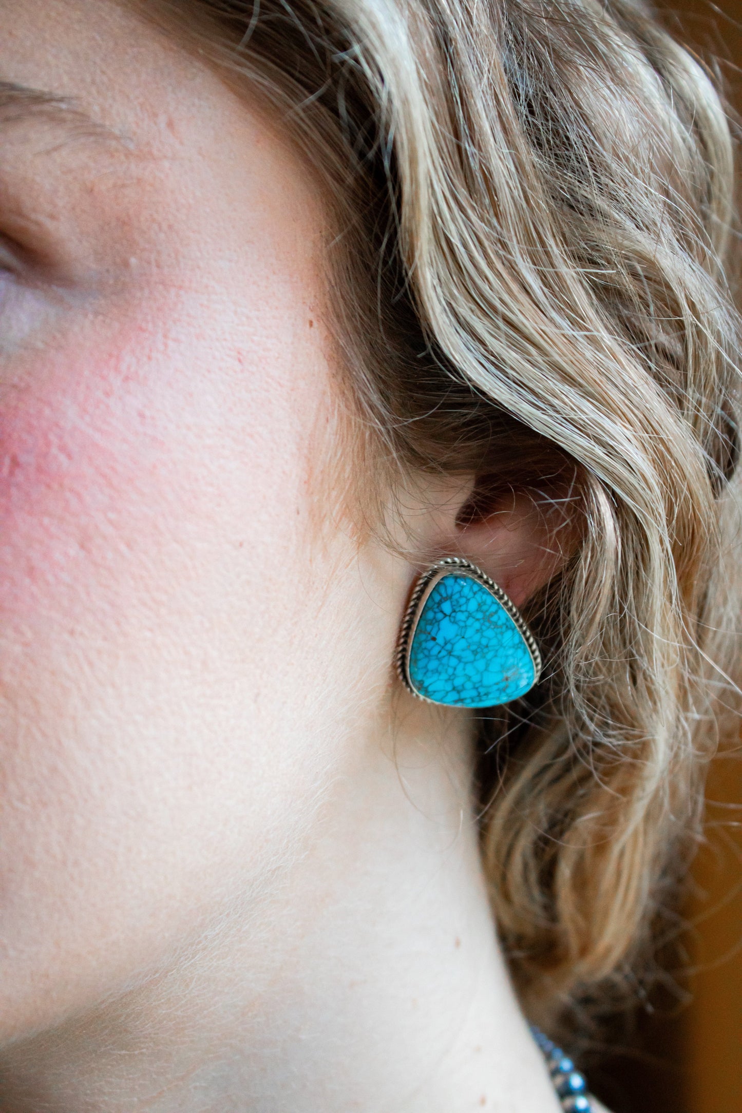 Triangle Turquoise and Sterling Silver Earrings