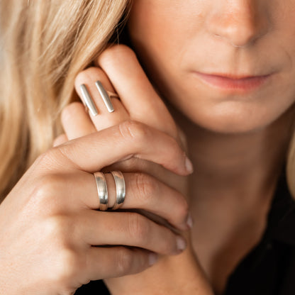 Sleek Silver Duo Bar Ring