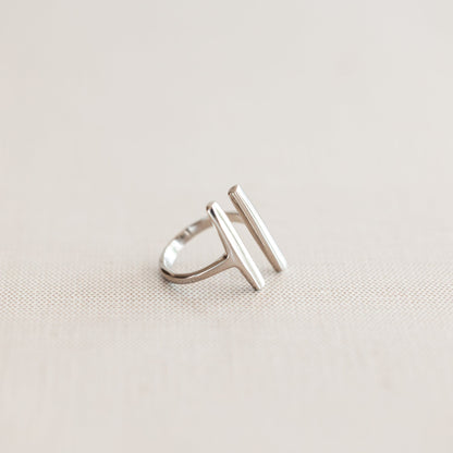 Sleek Silver Duo Bar Ring