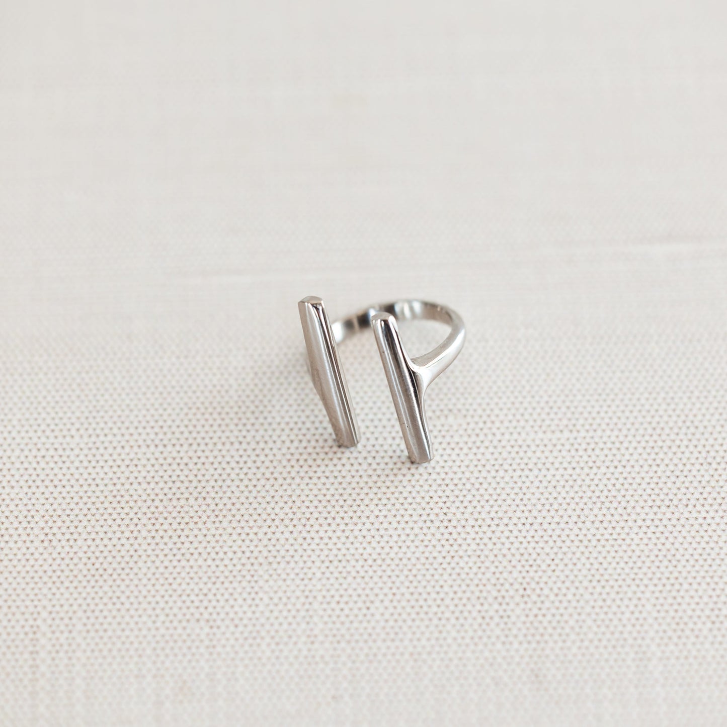 Sleek Silver Duo Bar Ring