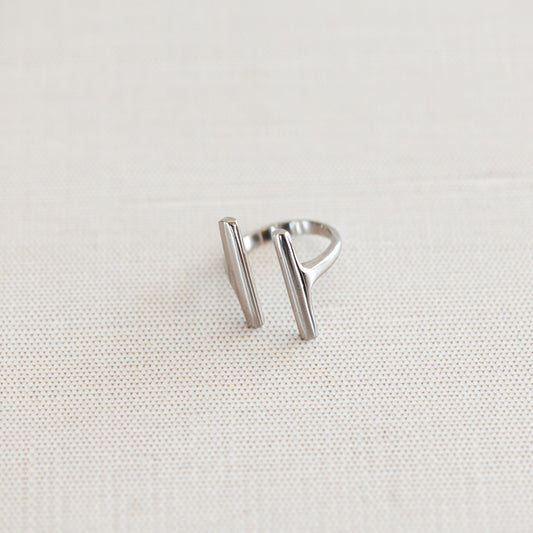 Sleek Silver Duo Bar Ring