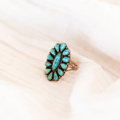 Kingman Turquoise Cluster Ring