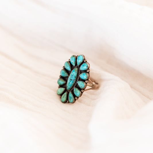 Kingman Turquoise Cluster Ring