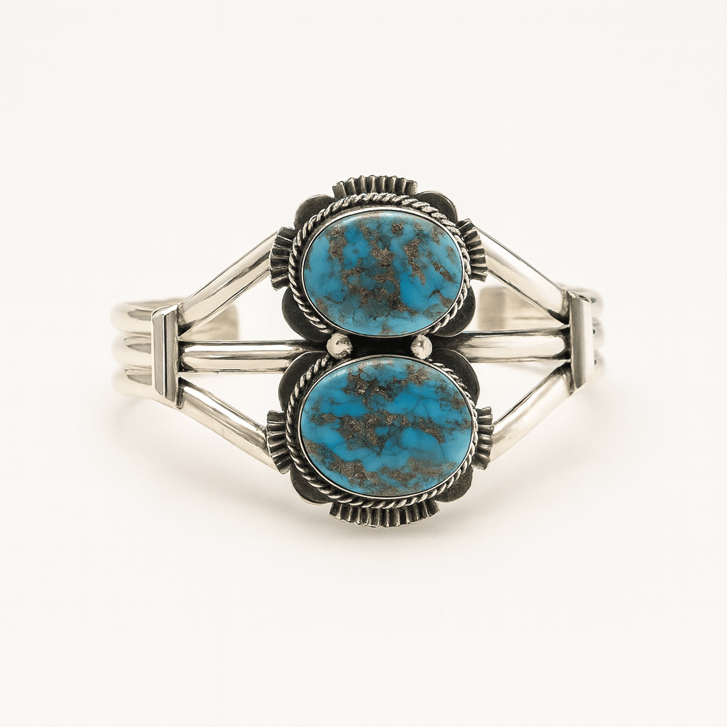 Native America Navajo Sterling Silver Turquoise Bracelet Cuff By Emerson Delgarito