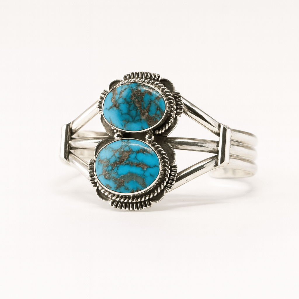 Native America Navajo Sterling Silver Turquoise Bracelet Cuff By Emerson Delgarito