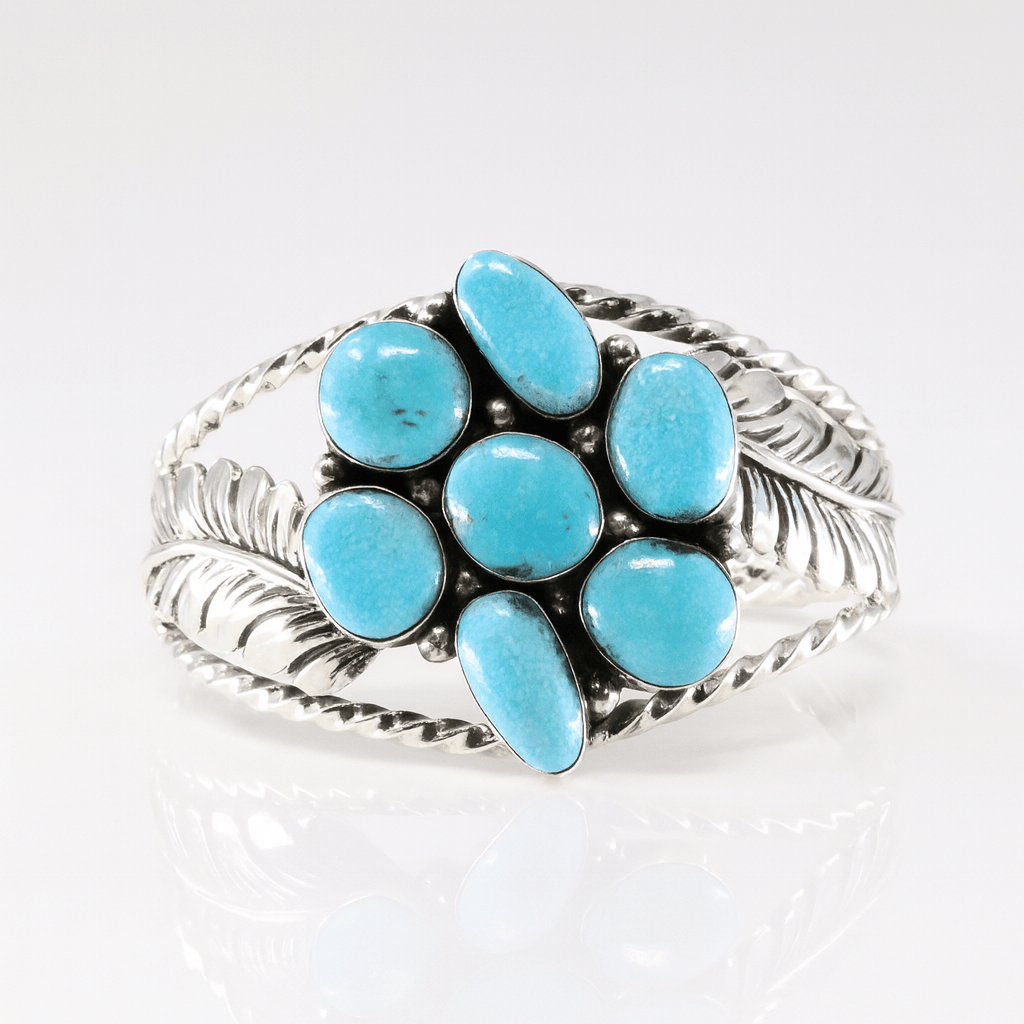 Native America Navajo Sterling Silver Turquoise Bracelet Cuff By P.A. Smith.