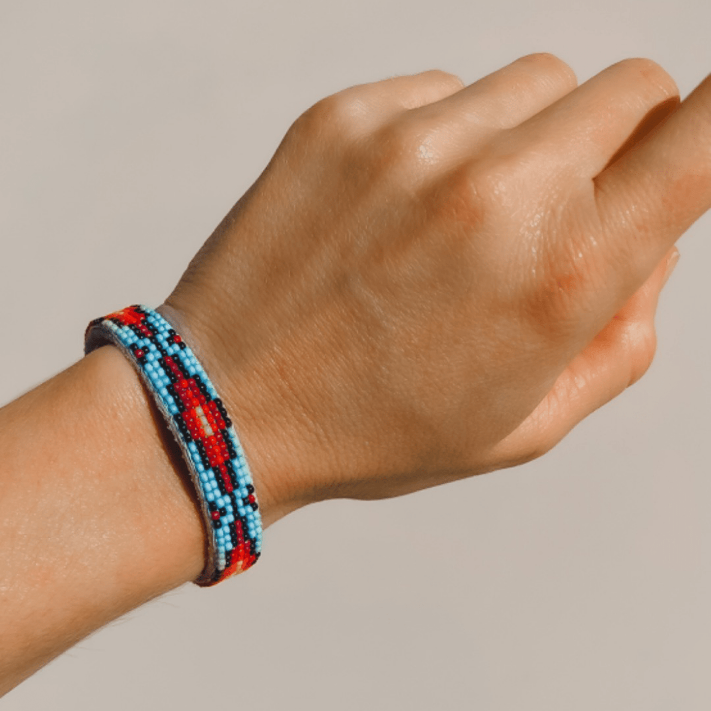 Native Beaded Leather Cuff