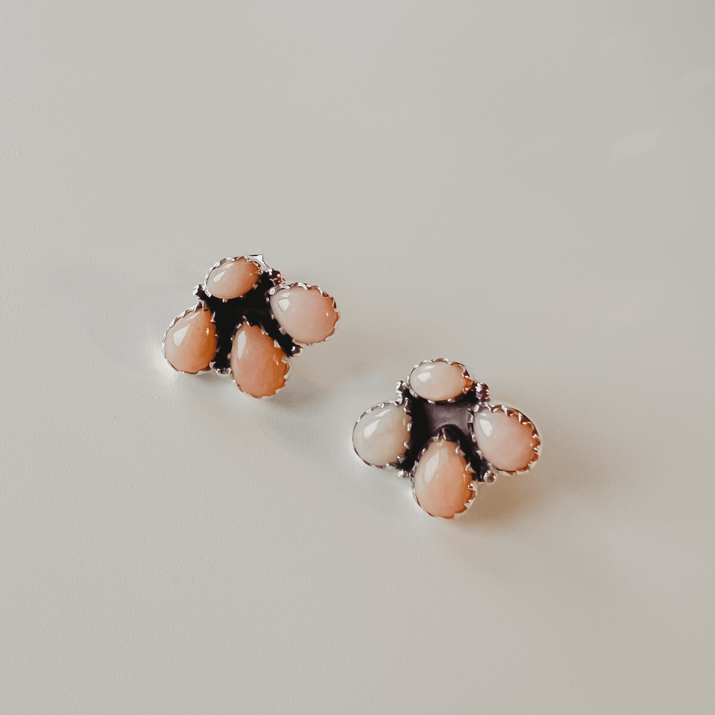 Pink Opal Cluster Stud