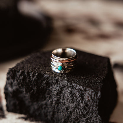 Mini Gem Turquoise Spinner Ring