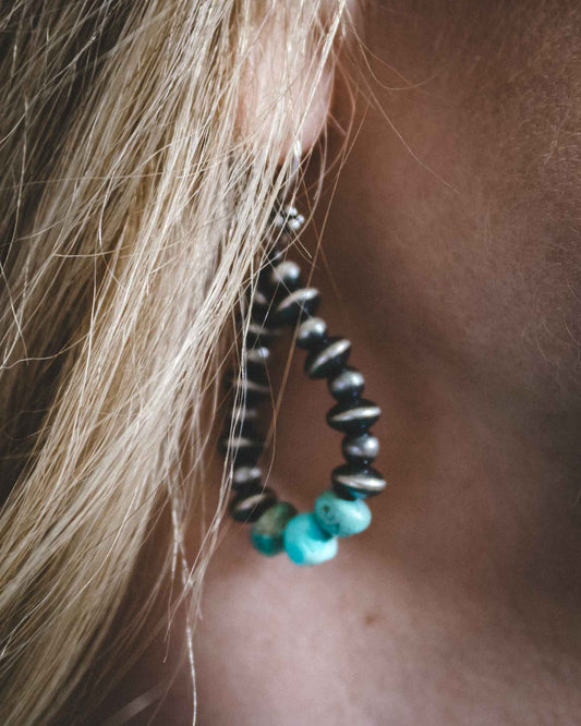 Turquoise & Navajo Pearl Dangle Earrings